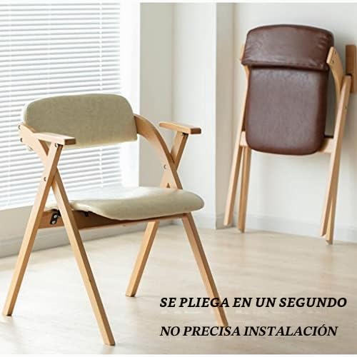 Sillas de Comedor Plegables de Madera, sillas para Comedor con Brazos, sillas de Cocina tapizadas con cojín Suave y Respaldo, Silla Lateral Lavable para Sala de Estar, Dormitorio,