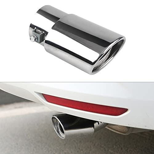 Punta de escape universal de acero inoxidable redondo plateado para coche 5