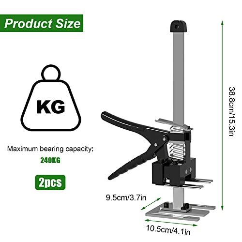 2 Stück 38.8cm Arbeitssparende Heber Mit Skala, Arbeitssparende Hebebühnen, Fliesenheber bis zu 240KG, Höhenregler für die Verlegung von Bodenbelägen, Fliesen, Schlafzimmertüren und Schranktüren (2)