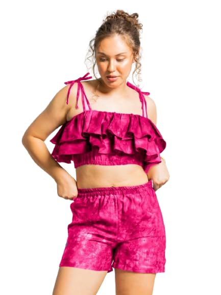 erotissch Trendy Tie & Dye Co-ord Set for Women, Shoulder Strap Sleeveless Top & Mid-Rise Shorts, Soft Viscose Rayon, Relaxed Fit Casual Wear for Summer, Travel & Everyday Comfort-picture-33