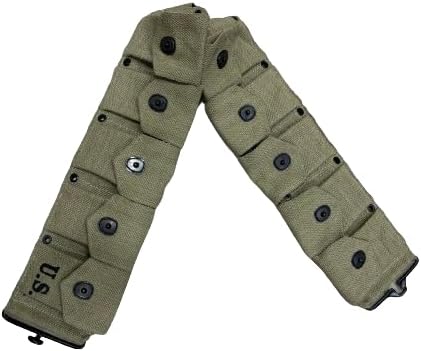 WWII U.S. Army M1923 M1 Garand Rifle Cartridge Springfield Adjustable Canvas Ammo Bandolie Belt With 10 Pocket