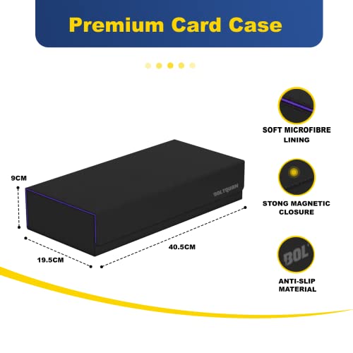 Premium Card Game Deck Storage Box And Playmat Case - Holds 550+ Double Sleeved Cards - Yugioh/Mtg Card Holder Storage Case - Game Card Box With Mat Case And Removable Compartment (Black-Purple) #TOP1