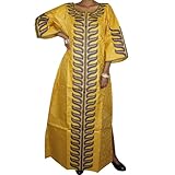 TIDOIRSA African Dresses for Women, Kaftan Dresses for Women Wedding Dress with Scarf Abaya (5XL, Gold)