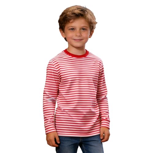 Genérico 2026 Camiseta de Manga Larga a Rayas con Cuello Redondo para niños y niñas, Informal, Suave y cómoda