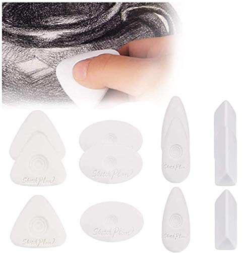 12 Pieces Cube Erasers with Grip Different Shape Eraser Vinyl White Eraser for Art Drawing Writing Sketching