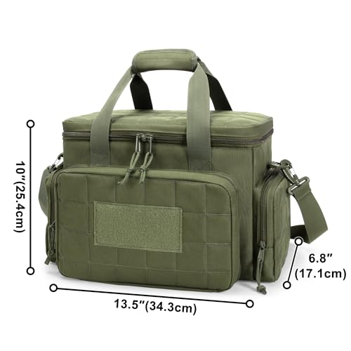 GOBUROS Gun Range Bags for 4 Handguns and Ammo, Tactical Soft Pistol Case with 6X Magazine Slots, Gun Carrying Bag for Shooting Gear Accessories with Shoulder Strap Quilted Padded Gun Duffle Bag Green - Thumbnail 5