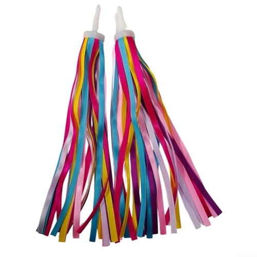 Honseadek Frange de guidon de vélo colorée pour enfants - Pompons pour vélo d'équilibre - Décoration de vélo pour enfants - Violet, rose, noir (coloré)