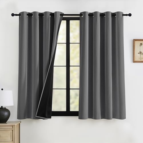 RYB HOME Blackout Curtains of 63 inches Length for Office Large Window