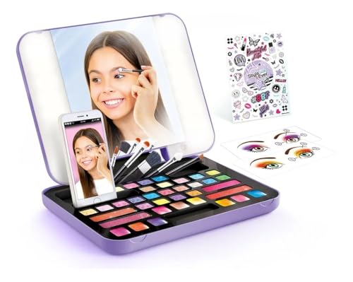 Style 4Ever Estojo de Maquiagem com LED, Espelho Iluminado, 40+ Cores, Kit Profissional para Tutorial