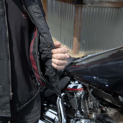 Milwaukee Leather MDM3030 Men’s Black Waxy Coated Denim Club Style Motorcycle Rider Vest w/Shirt Collar - 2X-Large4