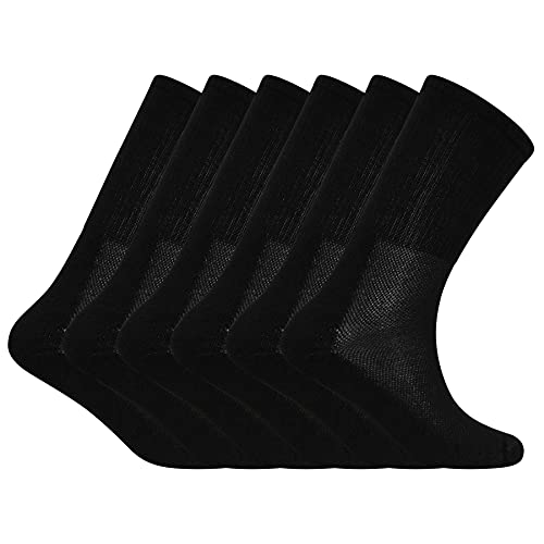 Soxy Bamboo Sport Socks - 6 Pack Mens Calf Size Bamboo Organic Cotton Running Sport Socks - Anti Bacterial Socks - Black - UK Size 6-11
