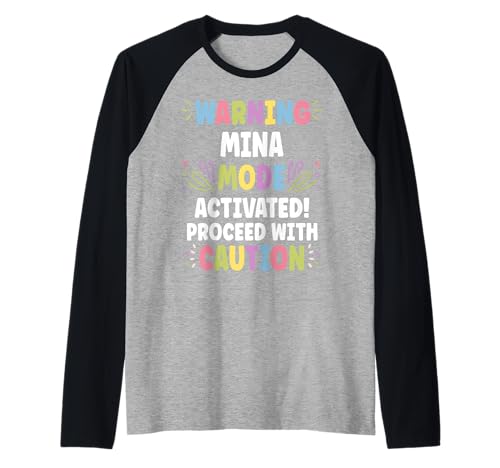 MINA Personalized Name Funny Cute Custom MINA Name Camiseta Manga Raglan