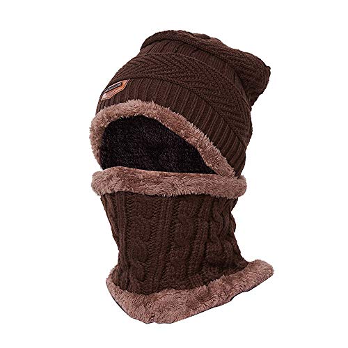 Warm Knit Beanie Scarf Set Plush Hat Neckerchief Set Women Men Sports Hiking Camping Cycling Skull Cap Outdoor Sports Equipment pekdi