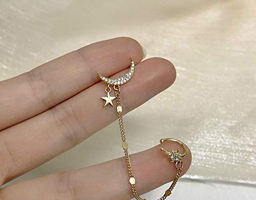 Sither Women Earring With Cuff Chain For Girls Ear Clips Ear Wraps Cuff Earrings Dangle Earrings Helix Cartilage Clip On Christmas Jewelry Gift For Her(1 Piece) #TOP5