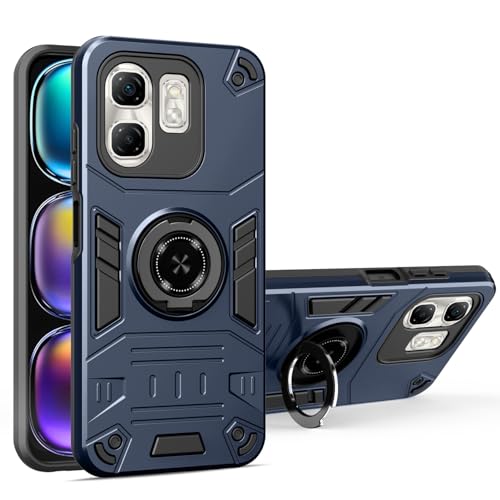 Infinix Hot 50i/Infinix Smart 9�p�d�b�P�[�X ���S�ی�P�[�X �~���^���[�O���[�h ��w�ϏՌ��J�o�[ ���ȕی�J�o�[ �L�b�N�X�^���h�t��(Blue)