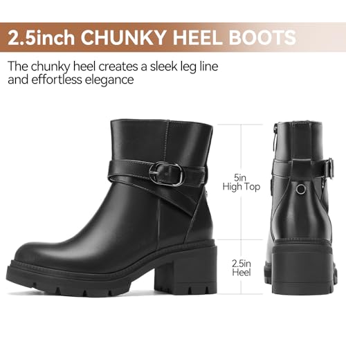 Wide Width Ankle Boots for Women Low Heel Chunky Booties for Women Fall Shoes with Side Zipper2