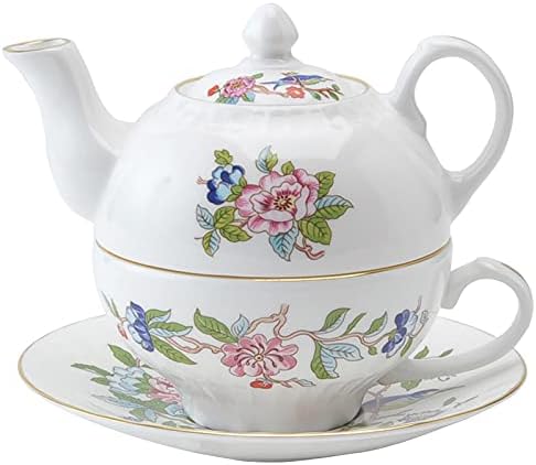 エインズレイ(Aynsley) PEMT00816C Teapot & Cup Set, ポット:11×13.5×9cm カップ:9.5×5cm ソーサー:14×2.2cm, wht