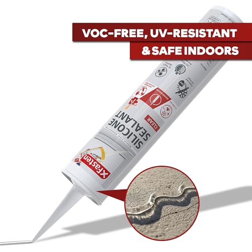 Image of XFasten Clear Silicone Caulk Neutral Cure 10.1 oz (4-Pack) 100% Waterproof Silicone Sealant, Crack and Shrink Resistant, Low Odor, Strong Adhesion Caulking for Kitchen Bath Window Shower Outdoor Use