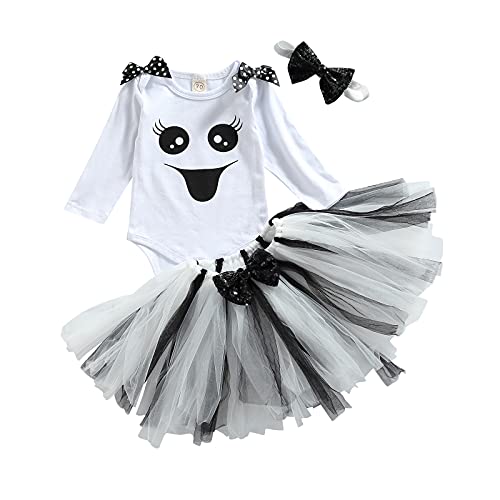 Tutu Halloween ensemble bébé costume fantôme 3 pièces manches longues anti-irritation pour nouveau-né