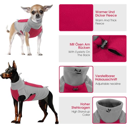 KONVINIT Hundepullover für Mittelgroße Hunde - Fleece Winddichter Winterpulli Hunde Wintermantel mit Doppelschicht und Reflektorstreifen,Hundemantel für Dackel