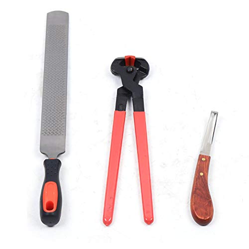 Beuioslyr 3 in 1 Professional Hoof Repair Kit, Horse Hoof Trimming Tools Goat Hoof Trimmers Accessories Hoof Nipper Cutter Handle Knife Stable Supplies