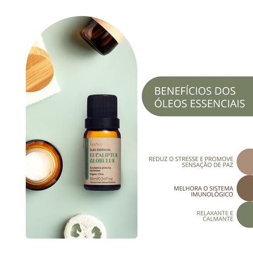 Kit 3 Óleos Essenciais Via Aroma + Difusor de Vidro para Carro - Lavanda Eucalipto Glóbulos e Laranj