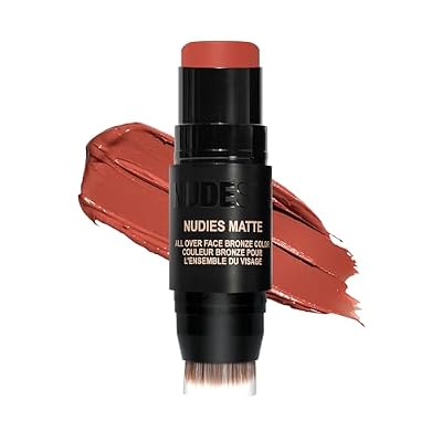 Nudestix Nudies Bronze All Over Matte Bronzing Stick 3-in-1 Cream Bronzer for Cheeks, Eyes & Lips with Built-In Brush | Natural Contour & Sun-Kissed Glow