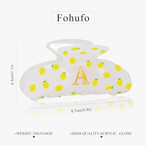 Image of Initial Lemon Hair Clips for Women - Teen Girl Gifts Trendy Stuff, Y2K Accessories Lemon Print Hair Accessories, Wedding Bridesmaid Birthday Valentines Day Gifts for Girls, Letter M