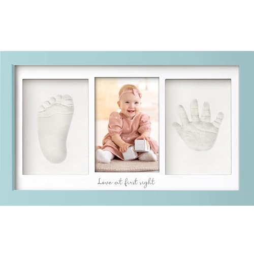 Image of KeaBabies Baby Hand and Footprint Kit - Clay Handprint Keepsake Frame, Newborn Nursery Picture Frame, Personalized New Mom Gifts for Baby First Christmas Shower (Sky Blue)