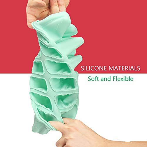Miaowoof Homemade Popside Mold, 12 PCS Ice Pop Molds, Reusable Popsicle Molds Silicone BPA Free, Ice Pop Molds with Popsicle Maker Recipes, Funnel, Cleaning Brush and 18 Reusable Sticks（Green） - Thumbnail 2