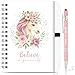 BBTO 2 Pcs Unicorn Inspirational Gift Set Believe in Yourself Notebook and Ballpoint Pen Motivational Pocket Notebook Pink Pen for Friends Family Colleagues Birthday Christmas Office Supplies
