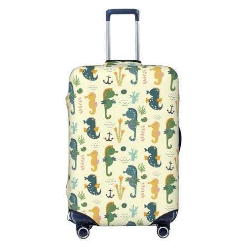 Seahorse Luggage Cover TSA Approved Stylish Dust and Scratch Resistant Luggage Case Protector Washable Elasticated Luggage Covers for Kids and Adults