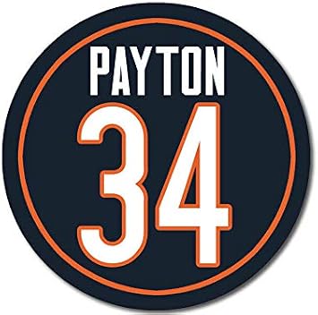 MAGNET 4x4 inch Round Bears Classic #34 WALTER PAYTON Sticker Number Chicago da Magnetic vinyl bumper sticker sticks to any metal fridge, car, signs