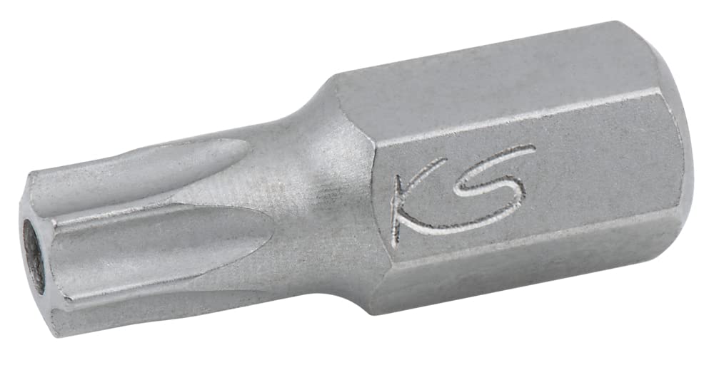 KS Tools 930.2127 - Embout de Vissage TORX® percé, L.30 mm - A 10 mm - T27 - En Acier Nickelé