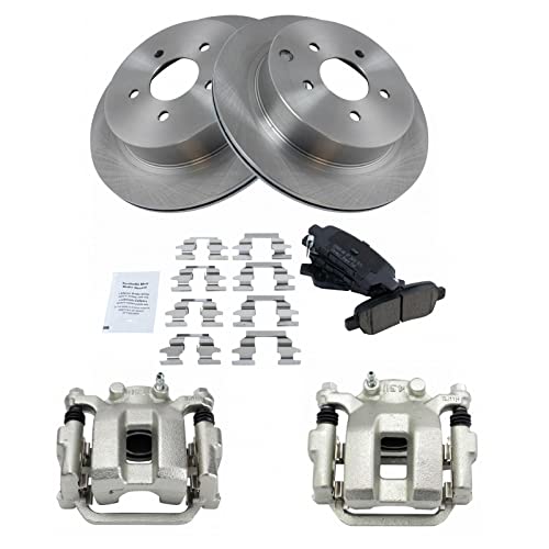 Image of TRQ Rear Brake Pad and Rotor Set Ceramic Vented Rotors Calipers