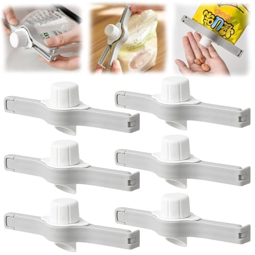 Hshenjhu 6 Pièces Pince Alimentaire avec Bec Verseur, Clip Fermeture Sachet pour Conservation des Aliments au Bureau et à la Maison
