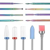 13 Stk Nagelfräser Bits Set, Nagel Fräser Bits, Nagelfräser Aufsätze für Gelnägel, Bohrer für Nägel, 3/32 Nagelbohrer Set, Nail Bits: 3 Hartmetallfräser, 3 Keramikfräser, 6 Metallfräser, 1 Bürste