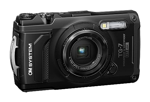 OM SYSTEM Olympus Tough TG-7 Black Underwater Camera, Waterproof, Freeze Proof, High Resolution Bright, 4K Video 44x Macro Shooting (Successor Olympus TG-6)