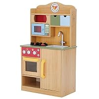 Teamson Kids Little Chef Florence Classic Wooden Play Kitchen with Accessories, Wood Grain