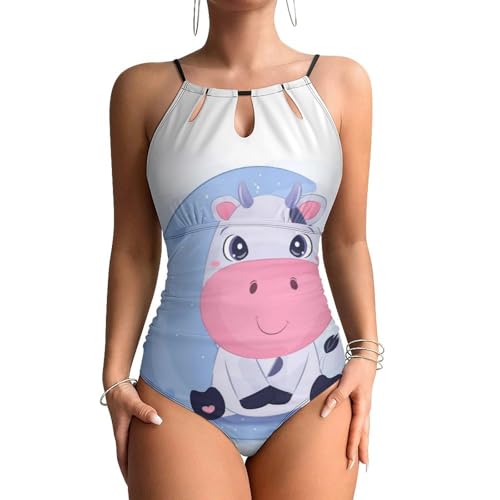 Maillot de bain une pièce gainant avec contrôle ventre et motif vache