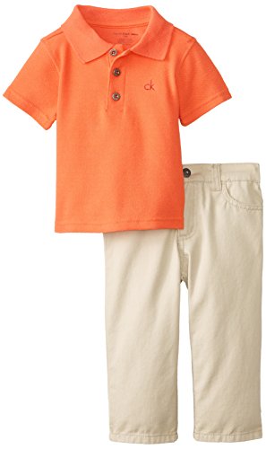 Calvin Klein Baby Boys' Orange Polo with Khaki Pants