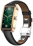 Fitness Tracker per le donne orologio fitness elegante cinturino in pelle cassa in lega di lusso moda cardiofrequenzimetro monitoraggio sonno contapassi contapassi impermeabile elegante orologio