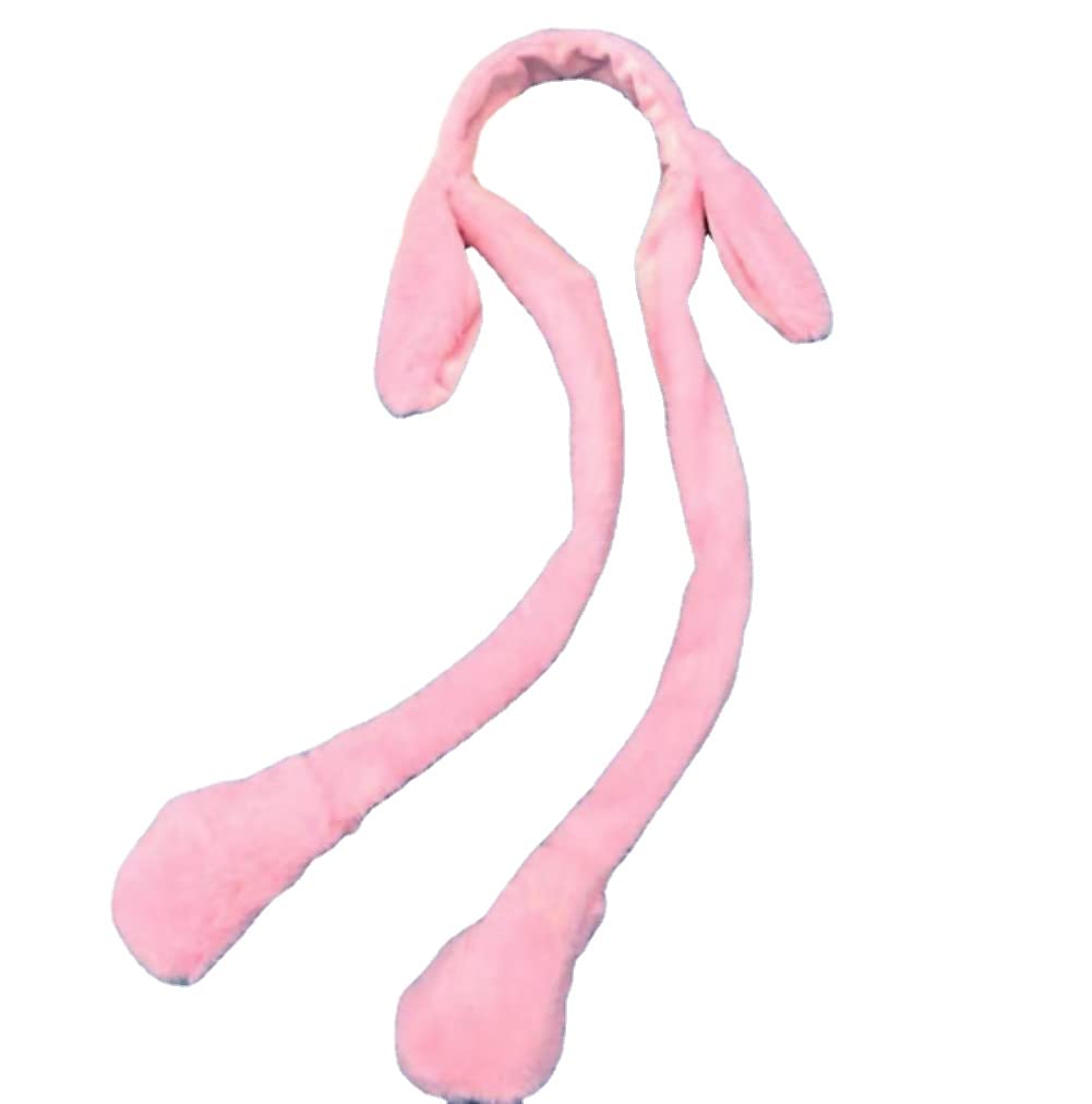LED Light Up Plush Rabbit Headband Dancing Moving Bunny Ears Cartoon Animal Props Headwear (Pink)