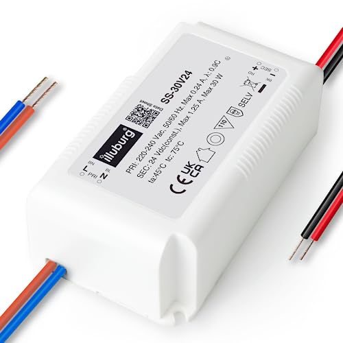 illuburg Trasformatore LED 24V 30W Senza Sfarfallio per LED Strisce Lampada Mobili LED Alimentatore Driver