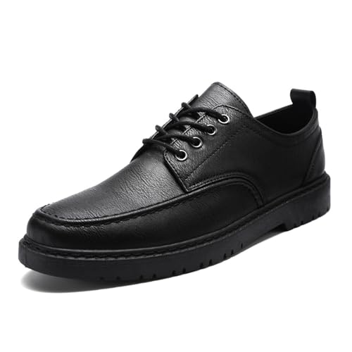 Men's Leather Round Toe Lace Up Oxfords Comfortable Non-Slip Platform Casual Dress Shoes2