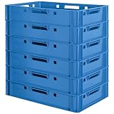 6 Stück E1 Fleischkisten Blau Kisten Eurobox Lebensmittelecht Metzgerkiste Box Aufbewahrungsbox Kunststoff Wanne Plastik Stapelbar Lagerkisten 60 x 40 Kingpower