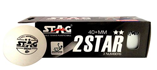 Stag Two Star Tischtennisball, Kunststoff, 40 mm, 3 Stück (weiß) - Image 4