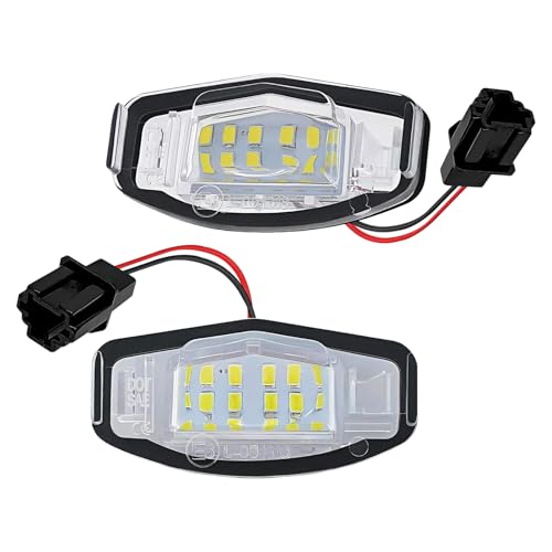 KoiLuvGo 2PCS LED License Plate Lights, 6500K White Super Bright Tag Lamp Assembly Replacement, 18-SMD License Compatible with Honda Accord Sedan Odyssey Civic Pilot & Acura MDX TSX TL ILX RDX RL