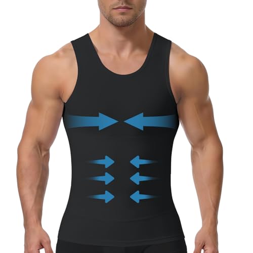 SlimVibe Mens Compression Shirt Slimming Body Shaper Vest Gynecomastia Compression