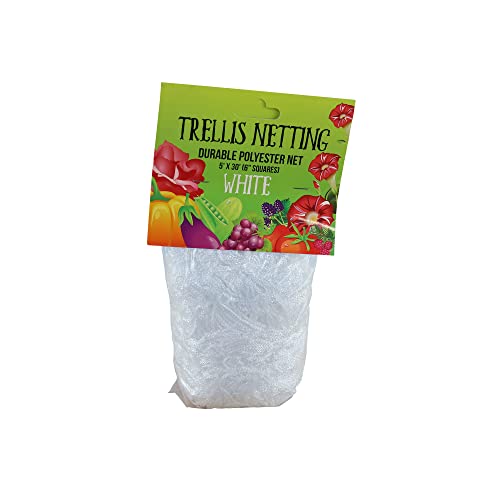 DL Wholesale Trellis Netting for Plant and Garden, Tomato, Grape, Vegetable, Cucumber, Raised Bed, Plant Support, White, 5 ft x 15' 6'' Mesh Squares